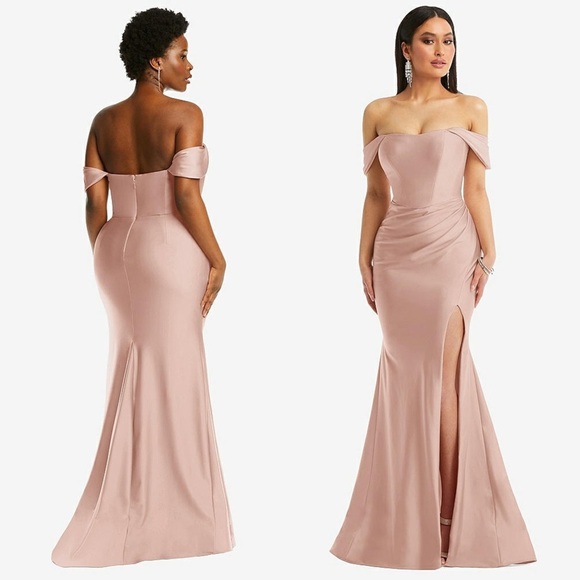 NWT CYNTHIA & SAHAR Stretch Satin Off Shoulder Corset Bodice Mermaid Gown XL‎ - Picture 4 of 6
